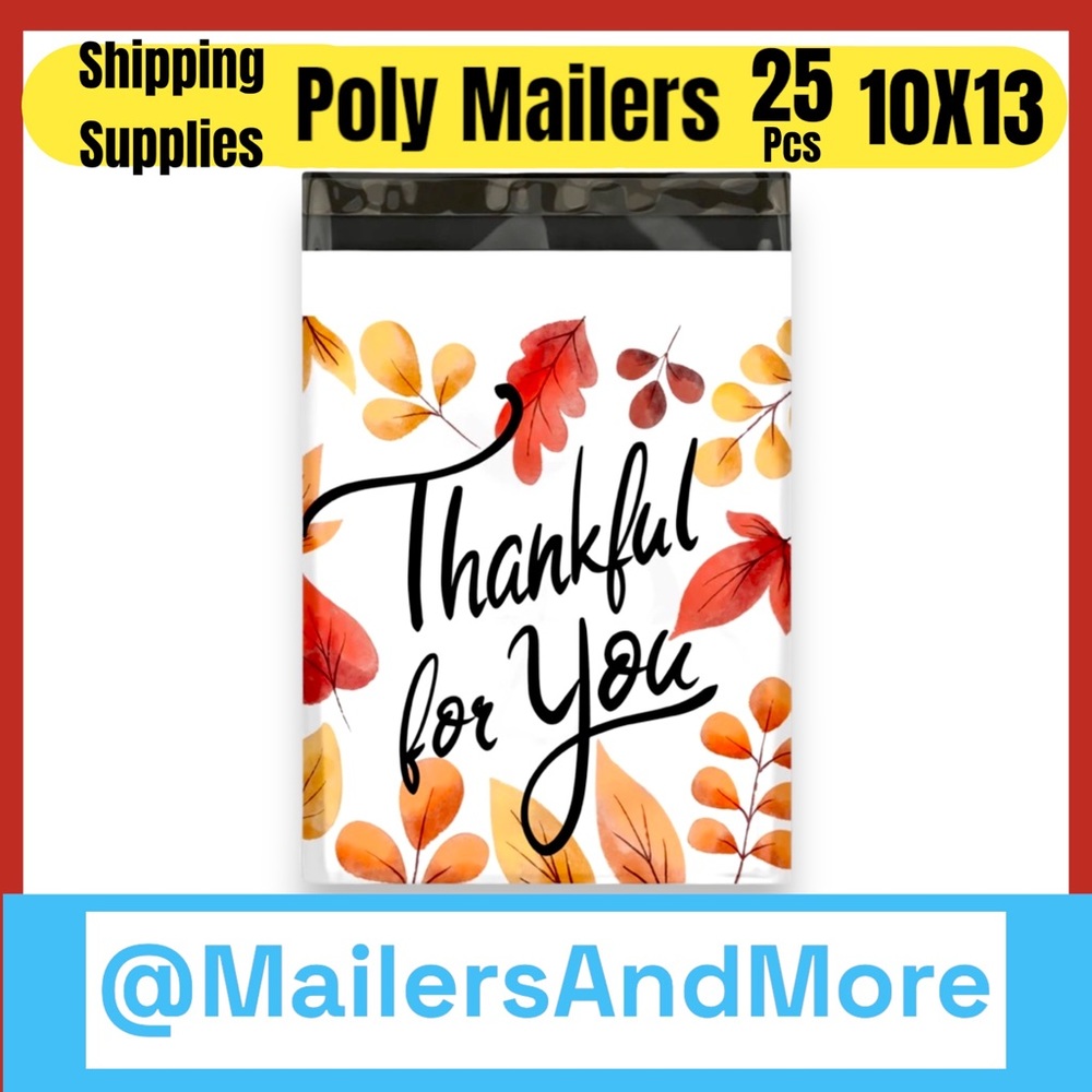 25 10X13 Poly Mailers Fall Leaf Thankful, Shipping Envelopes PRICE IS FIRM - Picture 4 of 10